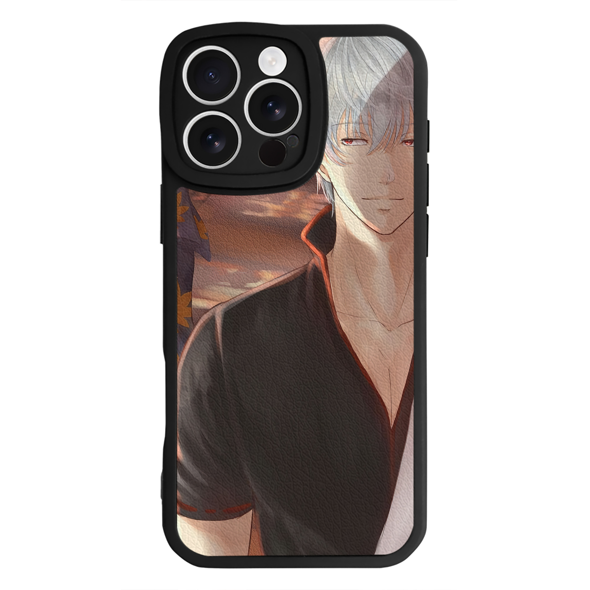 （画像用） ぎんたま 坂田銀時（さかたぎんとき） 神楽 志村新八（しむら しんぱち） GINTAMA Sakata Gintoki Kagura Shimura Shinpachi 【iPhone 16シリーズ対応】シリコンスマホケース（レザー調） 材質：シリコン